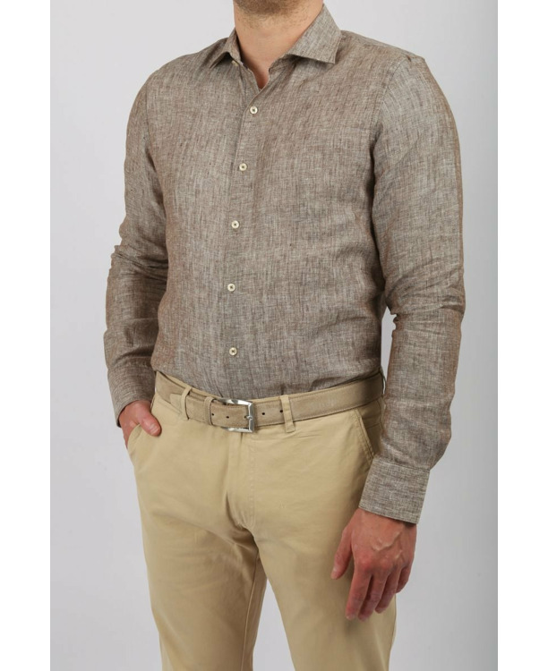 Suitable Overhemd Linnen Taupe