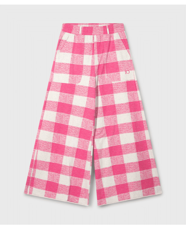 10DAYS Dames brede geruite joggingbroek biologisch katoen