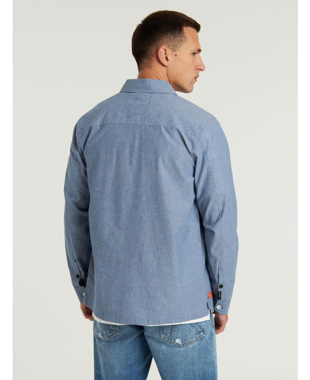 Chasin Heren Lange Mouw Overhemd Blauw Cooper Chambray