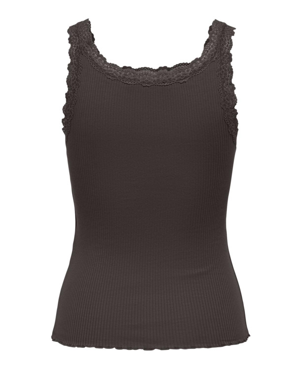 Regular Fit U-Neck Sleeveless (S/L) BASIC Mouwloze tanktop met U-hals en kanten detail
