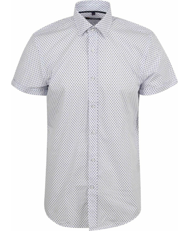 Suitable Short Sleeve Overhemd Print Blauw