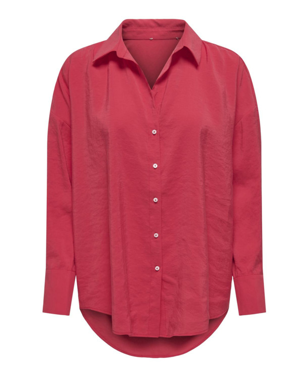 Oversize Fit Shirt Collar Long Sleeves (L/S) Oversized fit overhemd met knoopsluiting en langer op de rug