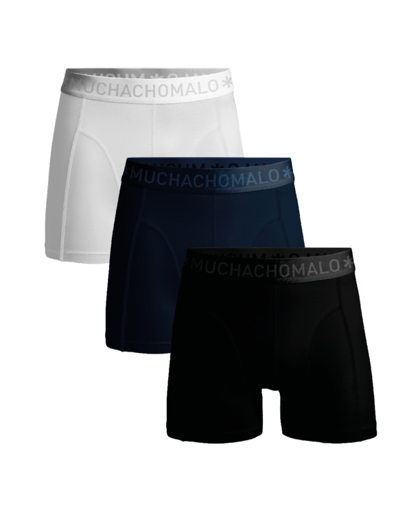 Heren 3-pack shorts effen Black/Blue/White