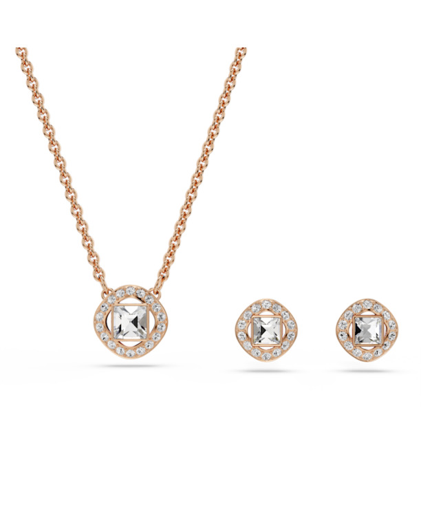 Una Angelic Set OU Square Rose Gold shiny Clear Crystal & Effect