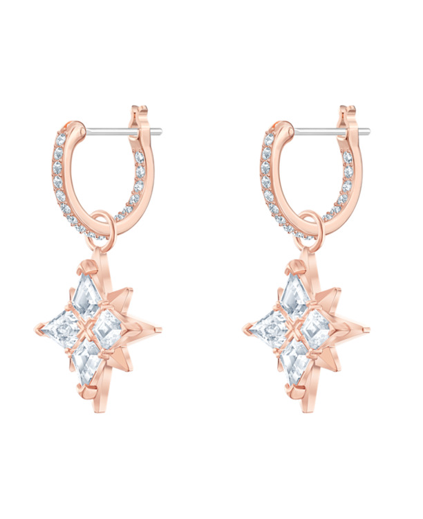 Symbolica Pierced Earrings Hoop Rose Gold shiny White Crystal