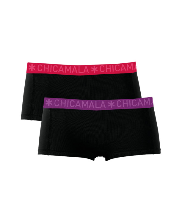 Dames 2-pack Boxershort Solid Black/Black