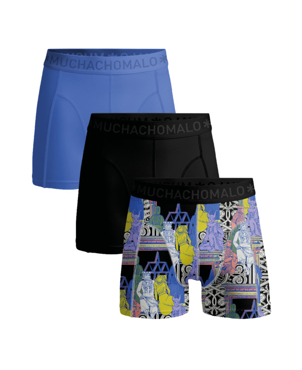 Heren 3-Pack Print/Black/Blue
