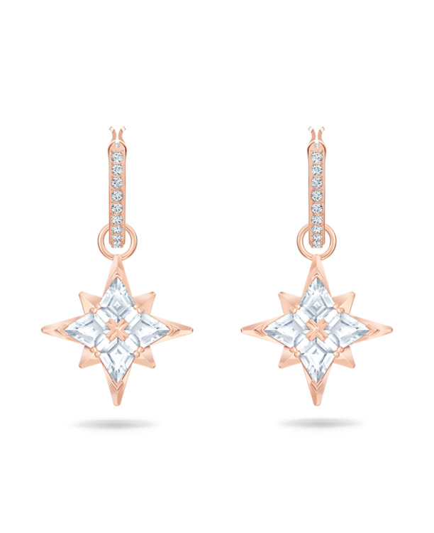 Symbolica Pierced Earrings Hoop Rose Gold shiny White Crystal