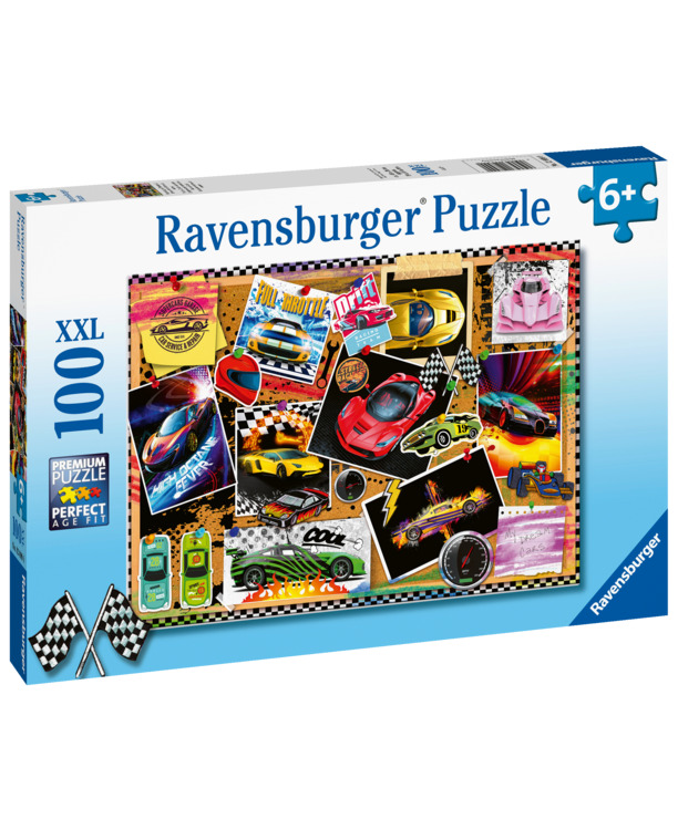 Ravensburger puzzel Prikbord met raceauto's