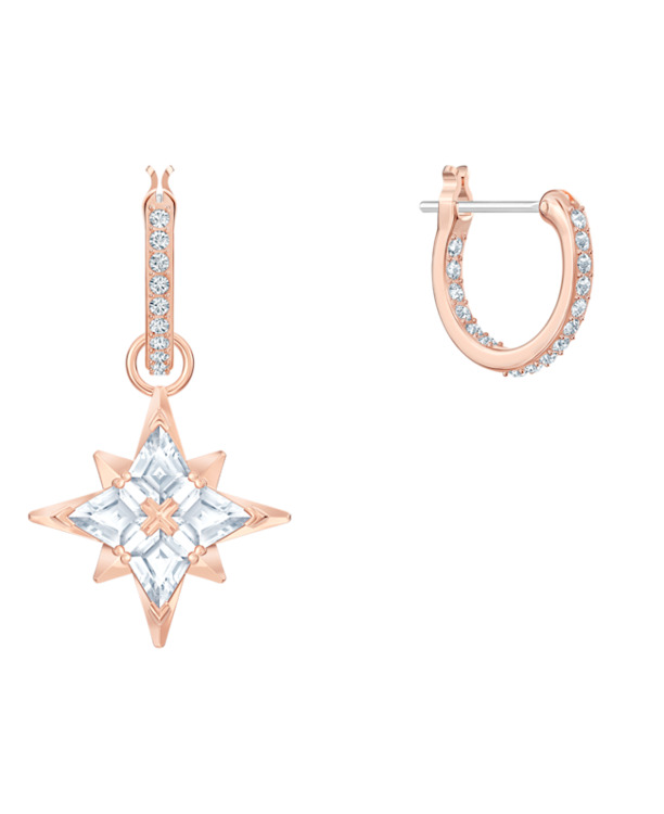 Symbolica Pierced Earrings Hoop Rose Gold shiny White Crystal