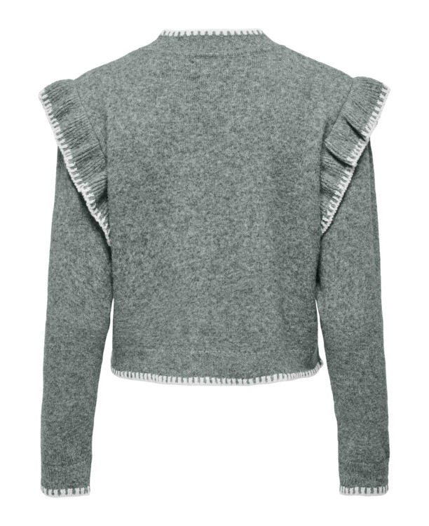 Loose Fit High Neck Long Sleeves (L/S) Trendy KNIT met Volume Sleeves en Ruches