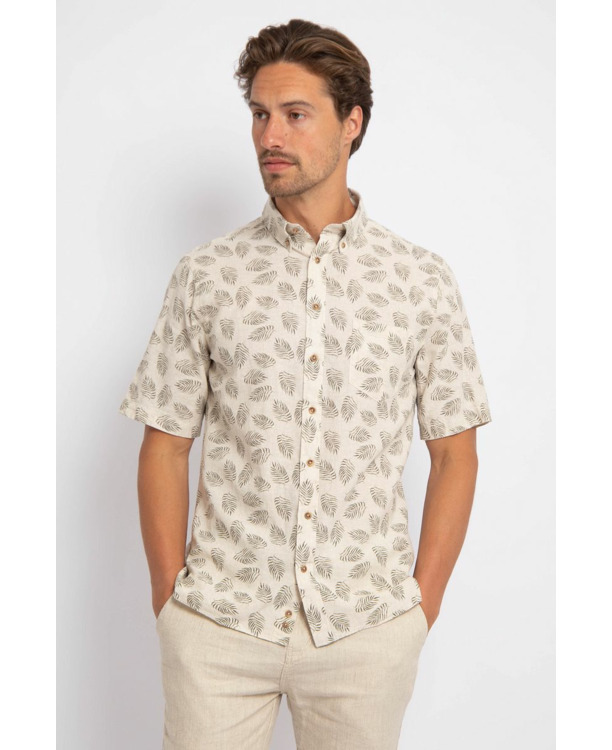 Suitable Short Sleeve Overhemd Linnen Sheng Groen