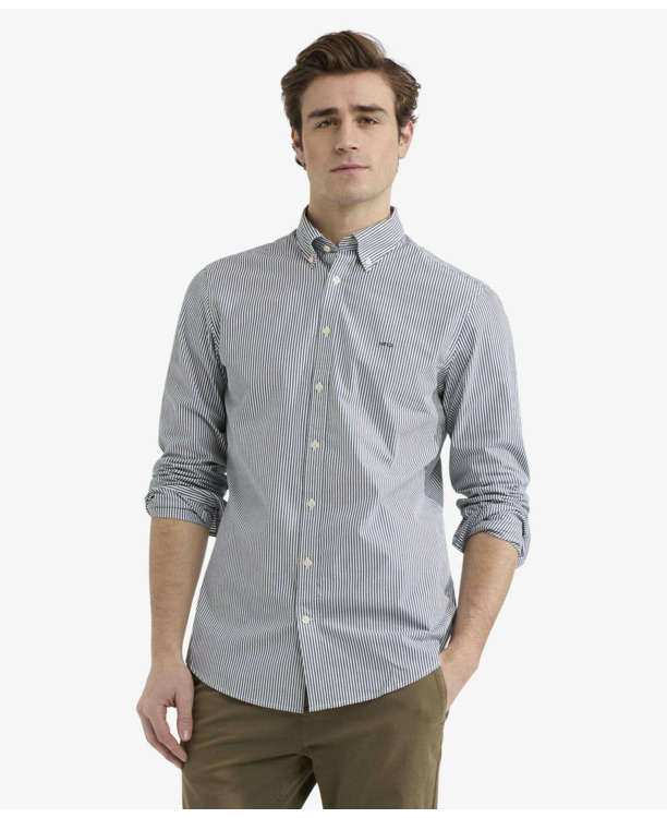 Striped Poplin Shirt 100% Cotton Heren