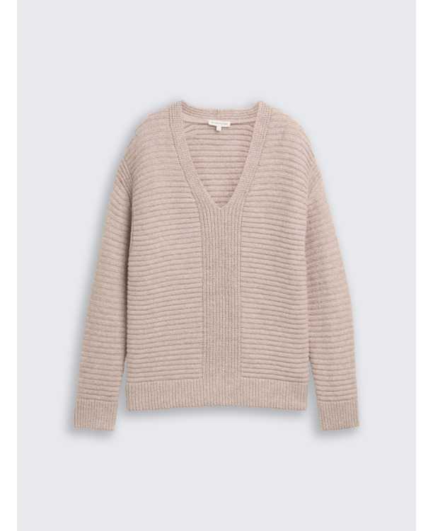 Gebereide trui met V-hals