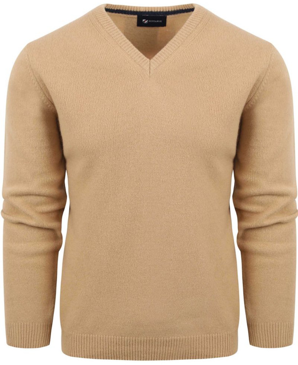 Suitable Pullover Wol V-Hals Beige