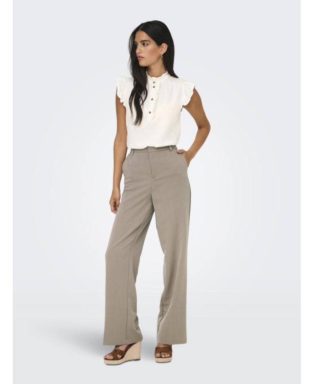 Straight Tapered Fit Broek met wijde pijpen, Straight Tapered Fit en hoge taille