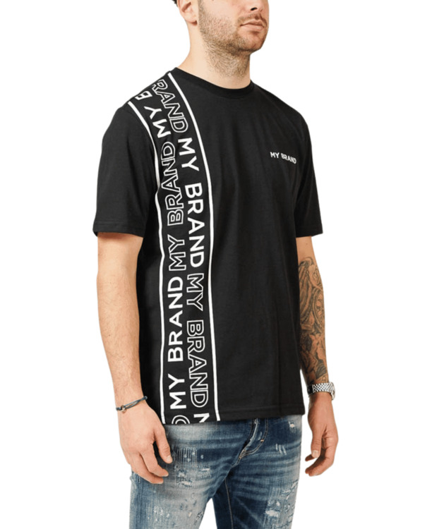 MIJN MERK LIJNEN ZWARTE T-SHIRT MANNEN
