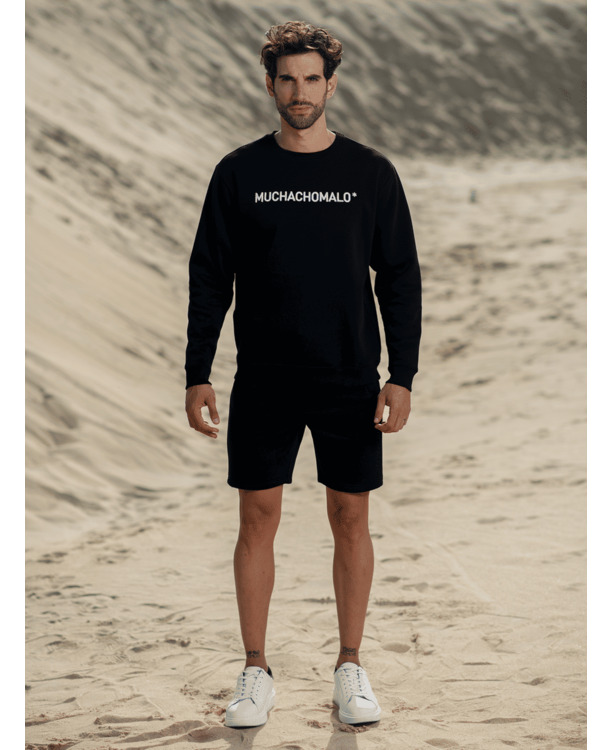 Mannen Witte Borduurtrui Zwart Black