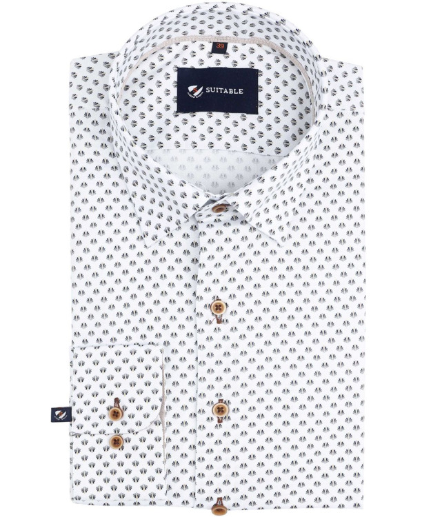 Suitable Overhemd Print Wit