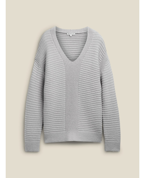 Gebereide trui met V-hals