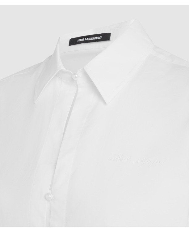 PEARL BUTTON POPLIN BLOUSE