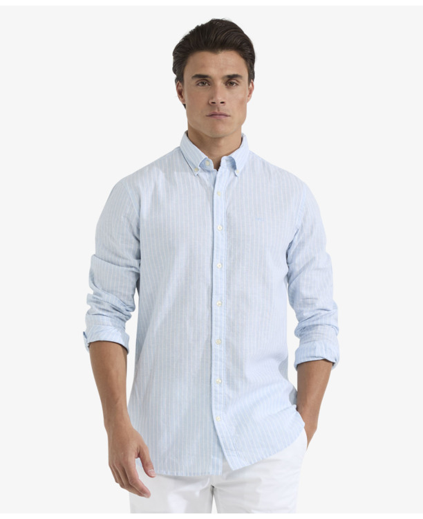 Cotton Linen Stripe Shirt Heren