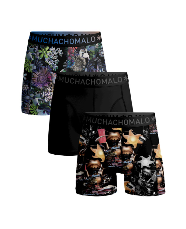 Jongens 3-pack Boxer Short Rolling Stones Beatles Print/Print/Black