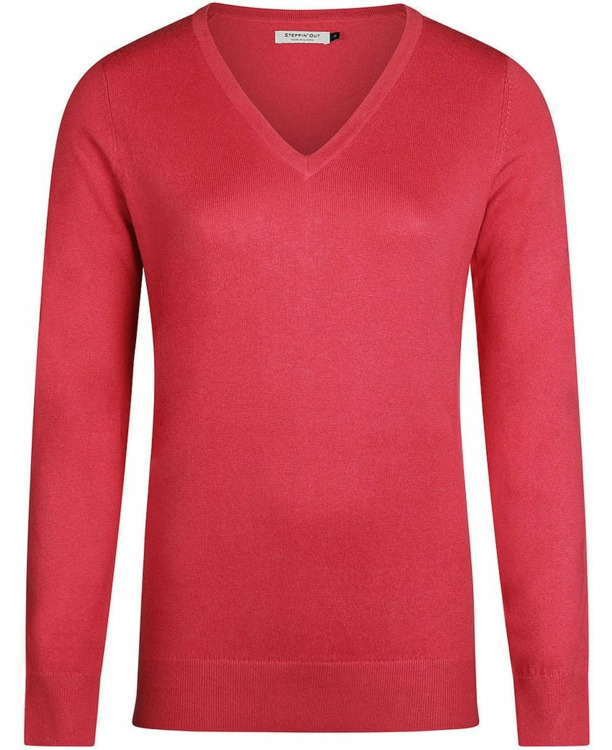 Steppin' Out Damestrui Cotton Cashmere V-hals Donkerroze