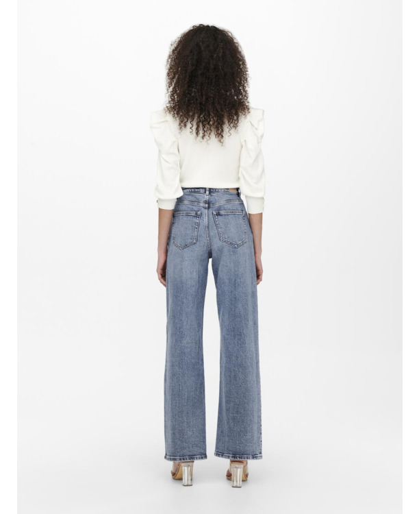 Wide Leg Fit Jeans met wijde pijpen en hoge taille en zakken aan de voorkant