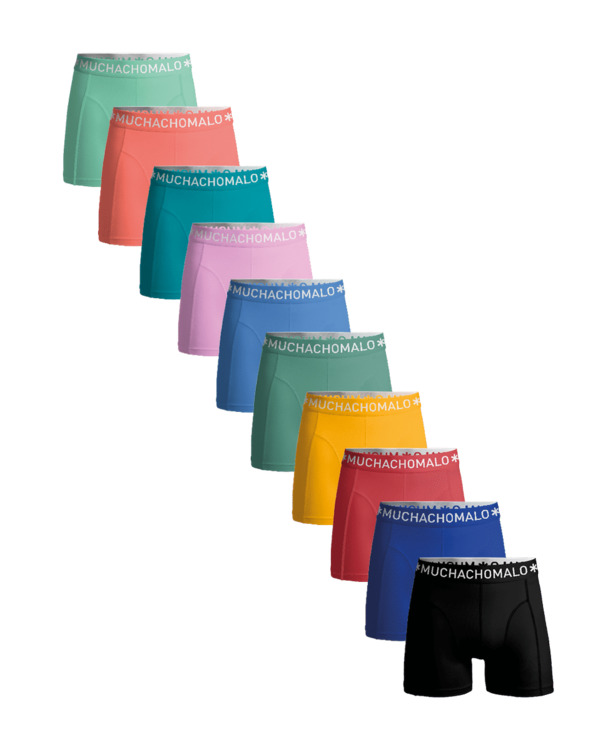 Heren 10-Pack Boxershorts Effen Blue/Green/Green/Red/Beige/Grey