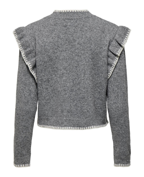 Loose Fit High Neck Long Sleeves (L/S) Trendy KNIT met Volume Sleeves en Ruches