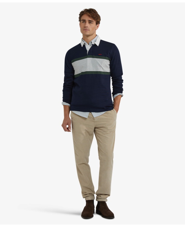 Colourblock Rugby 100% Cotton Heren