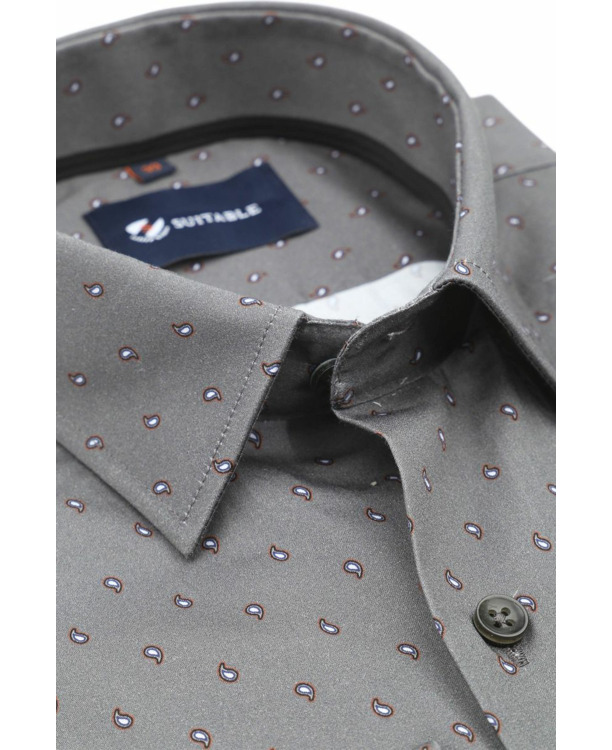 Suitable Overhemd Paisley Antraciet