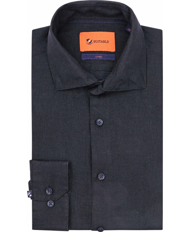 Suitable Overhemd Linnen Navy