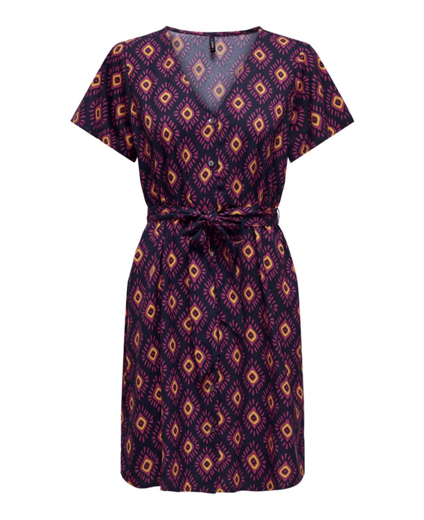ONLLEAH S/S V-NECK BUTTON DRESS CS