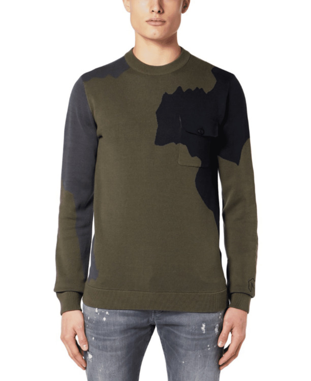 ABSTRACT CAMOUFLAGE GEBREIDE TRUI MANNEN