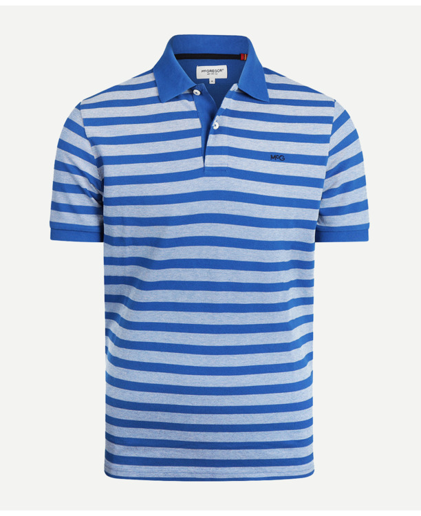 Oxford Piquee Stripe Polo 100% Cotton Heren