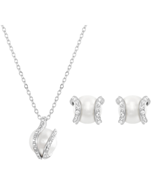 Nude Set OU Rhodium shiny Crystal White Pearl Crystal