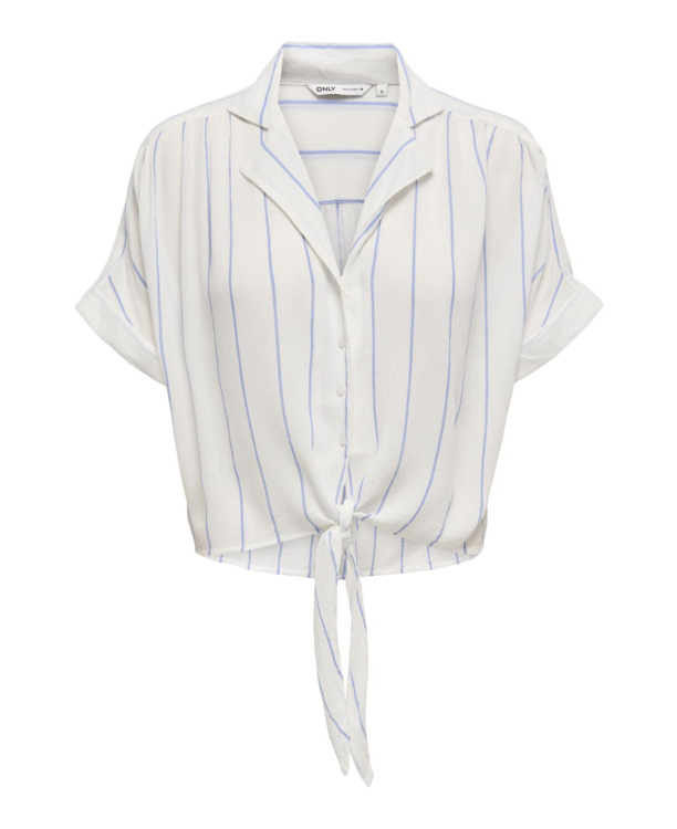 Regular Fit Shirt Collar Short Sleeves (S/S) Cropped vrouwelijk overhemd met knoopdetail