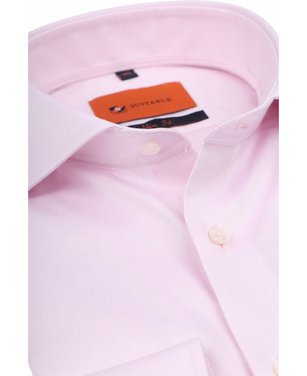 Suitable Overhemd Twill Stretch Roze