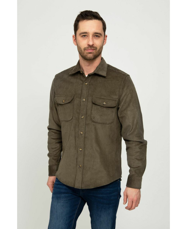 Suitable Overshirt Corduroy Donkergroen