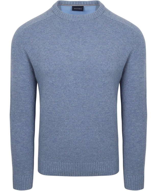 Suitable Lamswol Trui Ronde Hals Lichtblauw