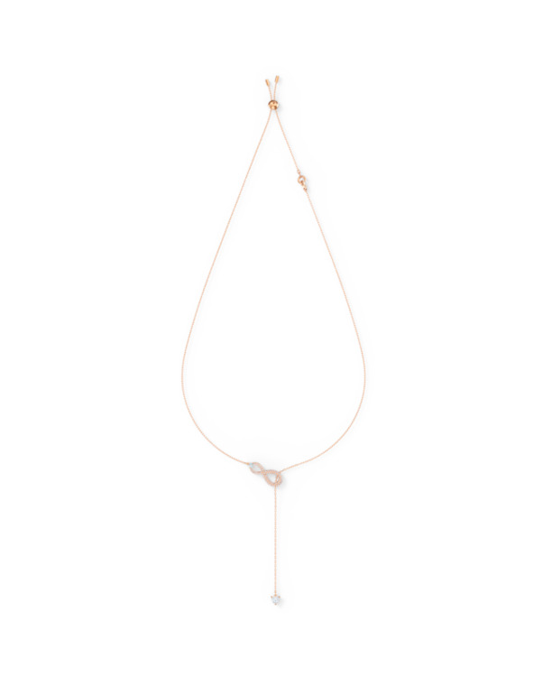 Hyperbola Infinity Necklace Rose Gold shiny Crystal White