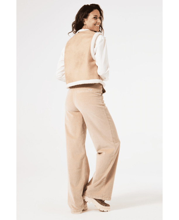 Dames Suede Gilet met Teddy afwerking