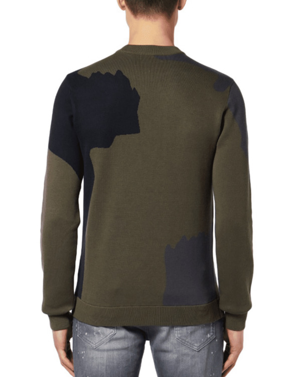 ABSTRACT CAMOUFLAGE GEBREIDE TRUI MANNEN