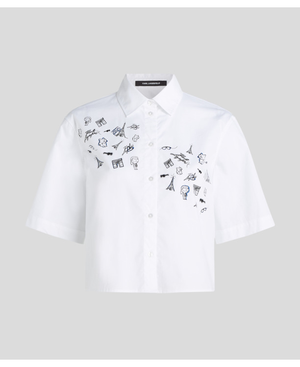 PARIS PRINT POPLIN BLOUSE