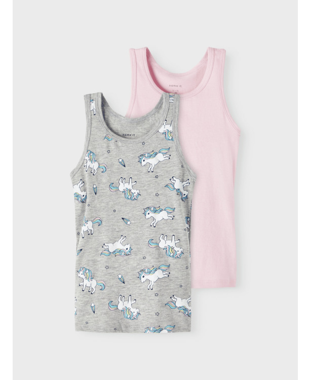 NMFTANK TOP 2P GREY MELANGE UNICORN NOOS