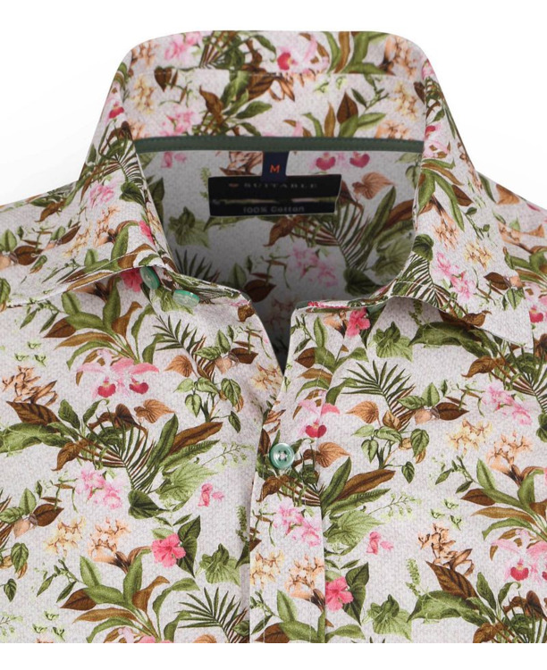 Suitable Short Sleeve Overhemd Print Jungle Groen