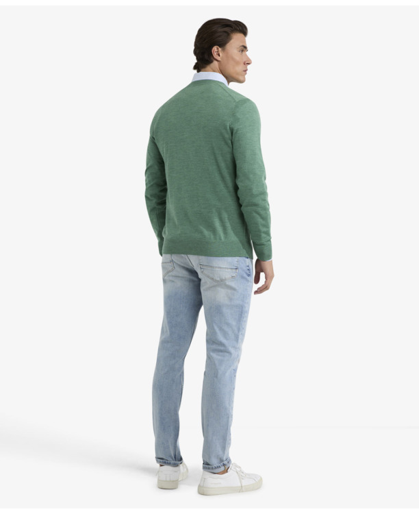 Fine Merino V-Neck Sweater 100% Merino Wool Heren