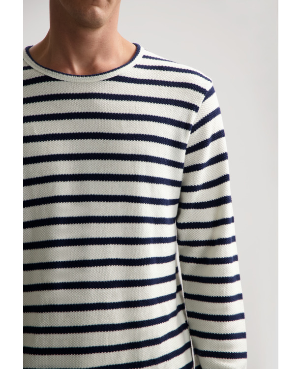 Dstrezzed Heren Gestreepte Pique Jersey Long Sleeve